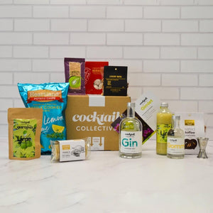 Gin Gimlet Girl's Night cocktail box with ingredients and snacks