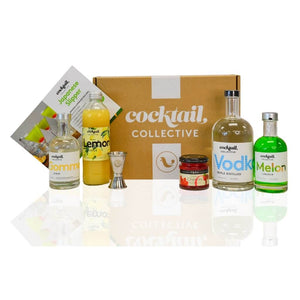 Japanese Slipper cocktail box with Vodka, Melon Liqueur, Lemon Juice, Gomme Syrup