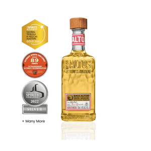Altos Olmeca Tequila with award badges | Cocktail Collective