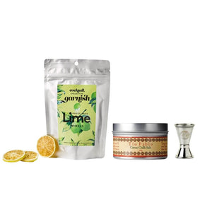 Cocktail Collective Lime Wheel Cocktail Garnish, Tio Pablo chilli salt, and spirit measure