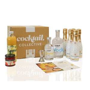 Dutch 75 cocktail lit with ingredients