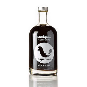 The richly coloured 750ml bottle of premixed Cocktail Collective Espresso Martini
