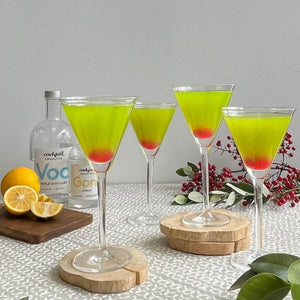 Japanese Slipper cocktails with cherry garnish