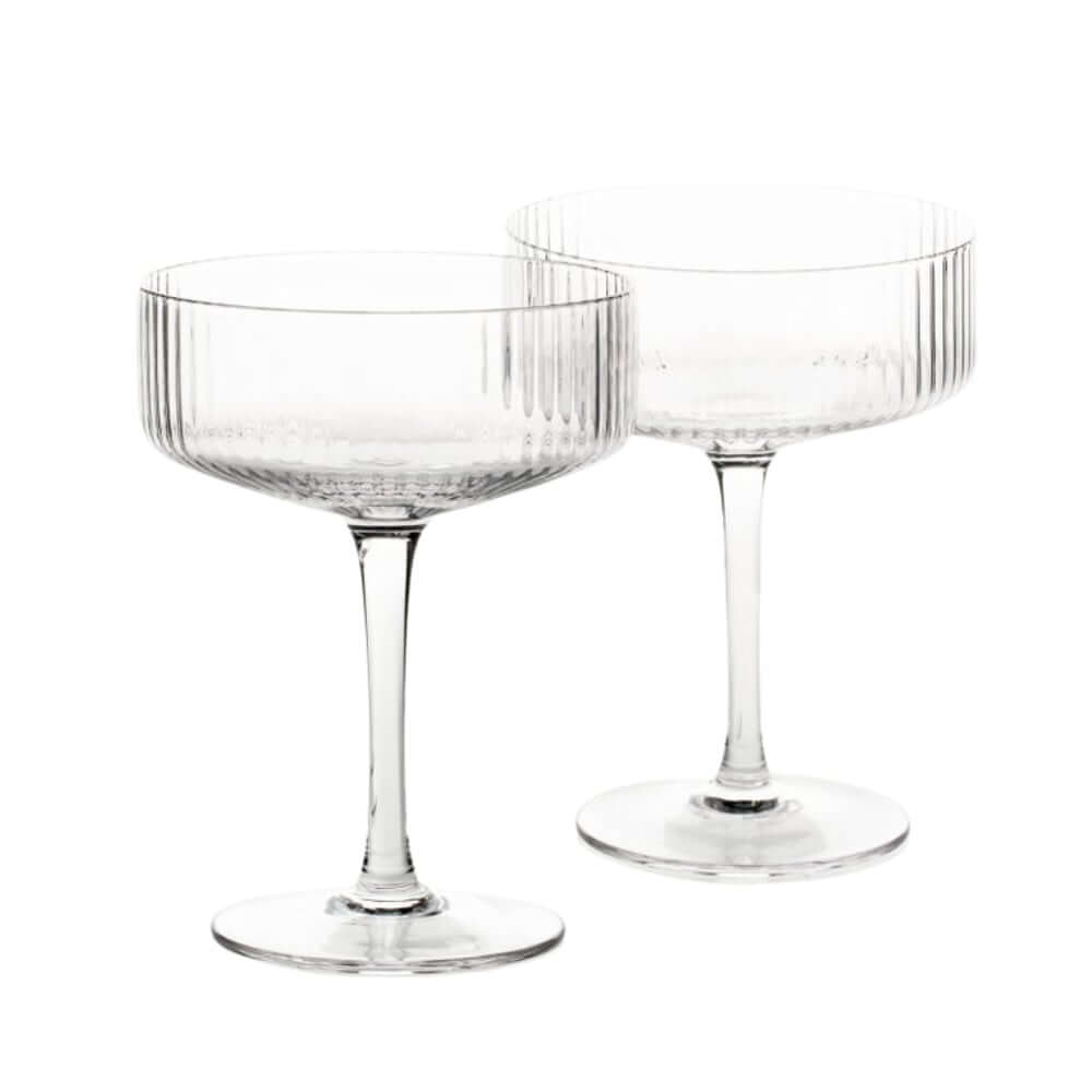 Set of 2 clear ribbed coupe glasses from Cocktail Collective