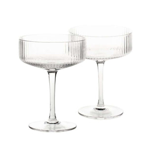 Set of 2 clear ribbed coupe glasses from Cocktail Collective