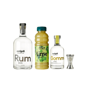 Cocktail Collective White Rum, pure Lime Juice, Gomme Syrup and a spirit measure
