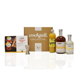 Whiskey Sour cocktail box with ingredients