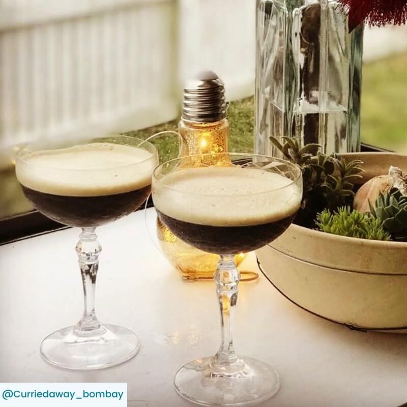 Espresso Martini cocktails on outdoor table