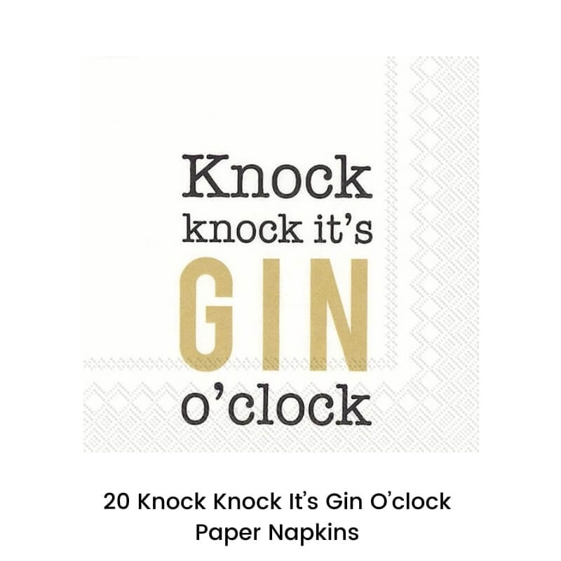 Packet of 'Knock Knock it's Gin O'clock' napkins