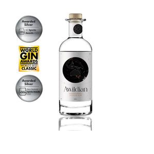 500ml Awildian Coromandel Spiced Gin with award badges 