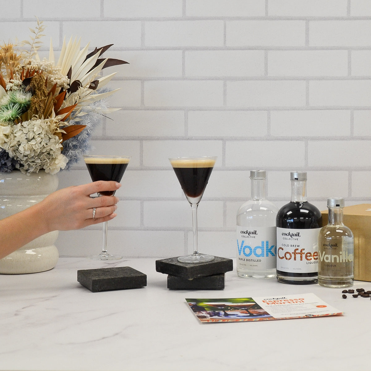 The Espresso Martini Cocktail Box with two Espresso Martini cocktails 