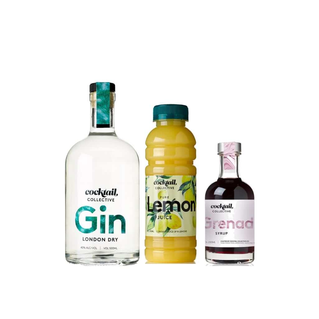 Cocktail Collective Gin, pure Lemon Juice and Grenadine syrup