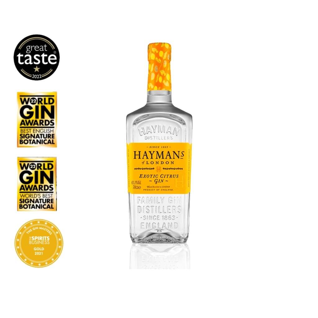 Hayman's Citrus Gin 700ml with award badges