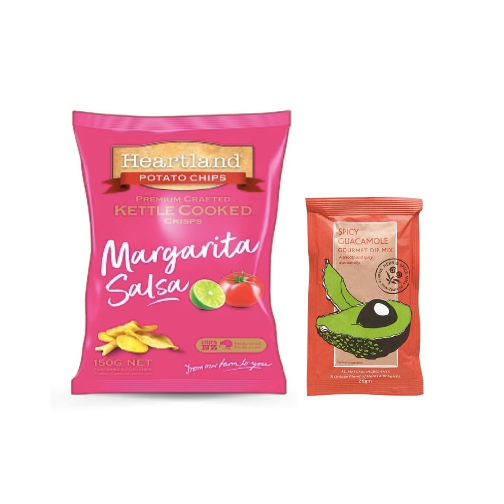 Heartland Margarita Salsa Kettle Cooked Crisps and Spicy guacamole gourmet dip 