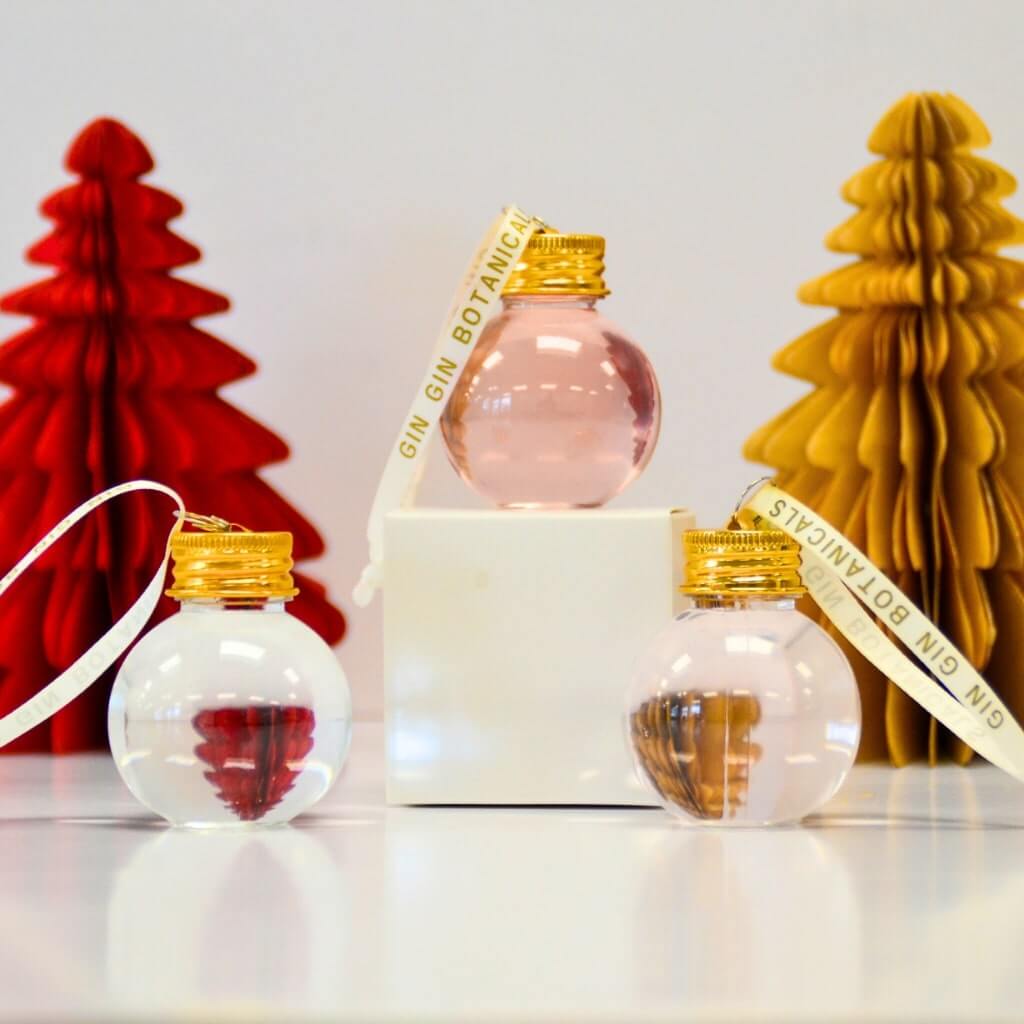 Gin bauble trio with Dancing Sands Sun-kissed Gin, Poegranate Gin & Duo Citrine Gin