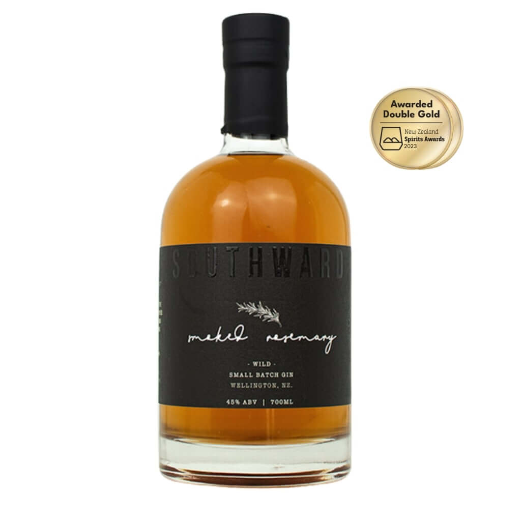 Southward Distillery's Smoked Rosemary Gin with award badge
