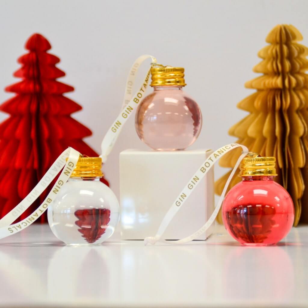 Kawakawa Gin, Sunkissed Gin & Strawberry Gin Christmas bauble trio