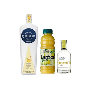 Ingredients for the deluxe lemon drop martini including 700ml Scapegrace Yuzu, lemon juice and gomme syrup. 