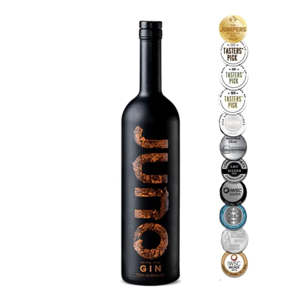 a trio of baubles Extra Fine Gin filled bauble, Lavender Hill Saffron Gin filled bauble, National Distillery Flamboyance Gin filled bauble