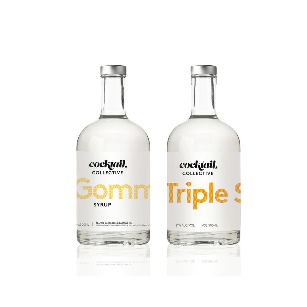 A set of two 500ml bottles, one of Gomme cocktails Syrup and the other Triple Sec liqueur | Cocktail Collective