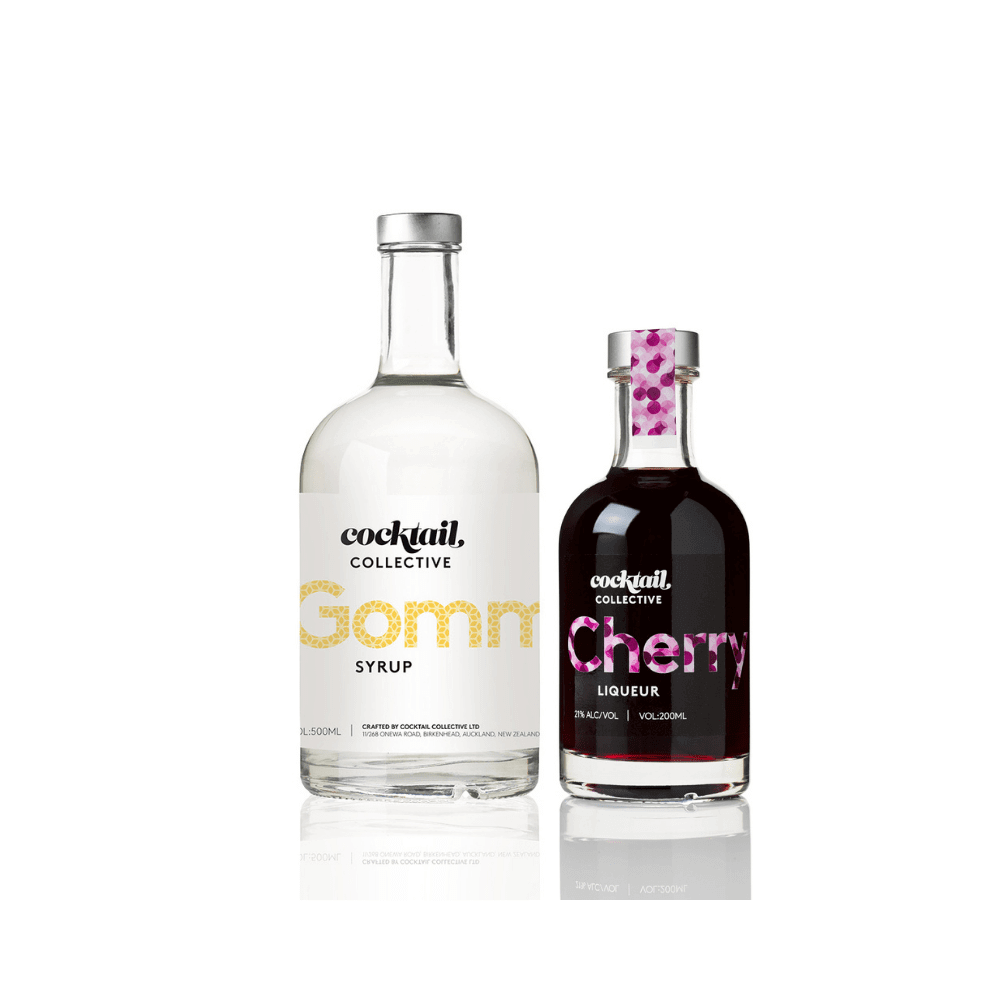 A 500ml bottle of cocktail Gomme Syrup & a 200ml bottle of Cherry Liqueur | Cocktail Collective 