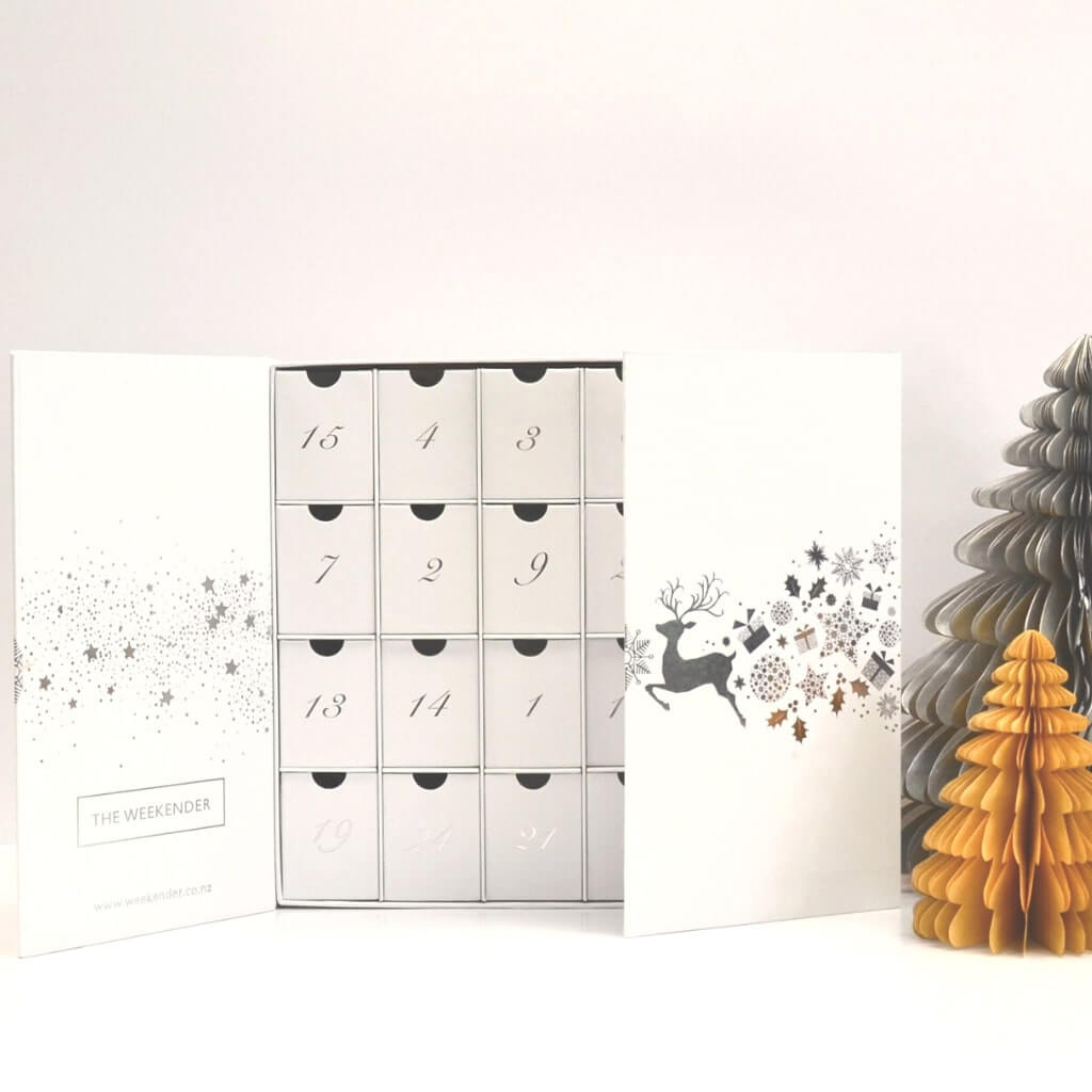 Inside of advent calander showing numbered drawers