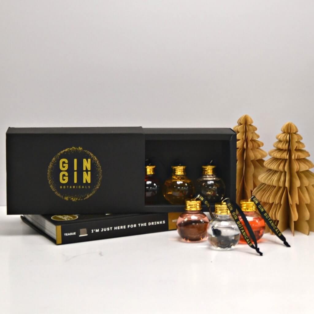 Set of 6 gin baubles in mystery Christmas box