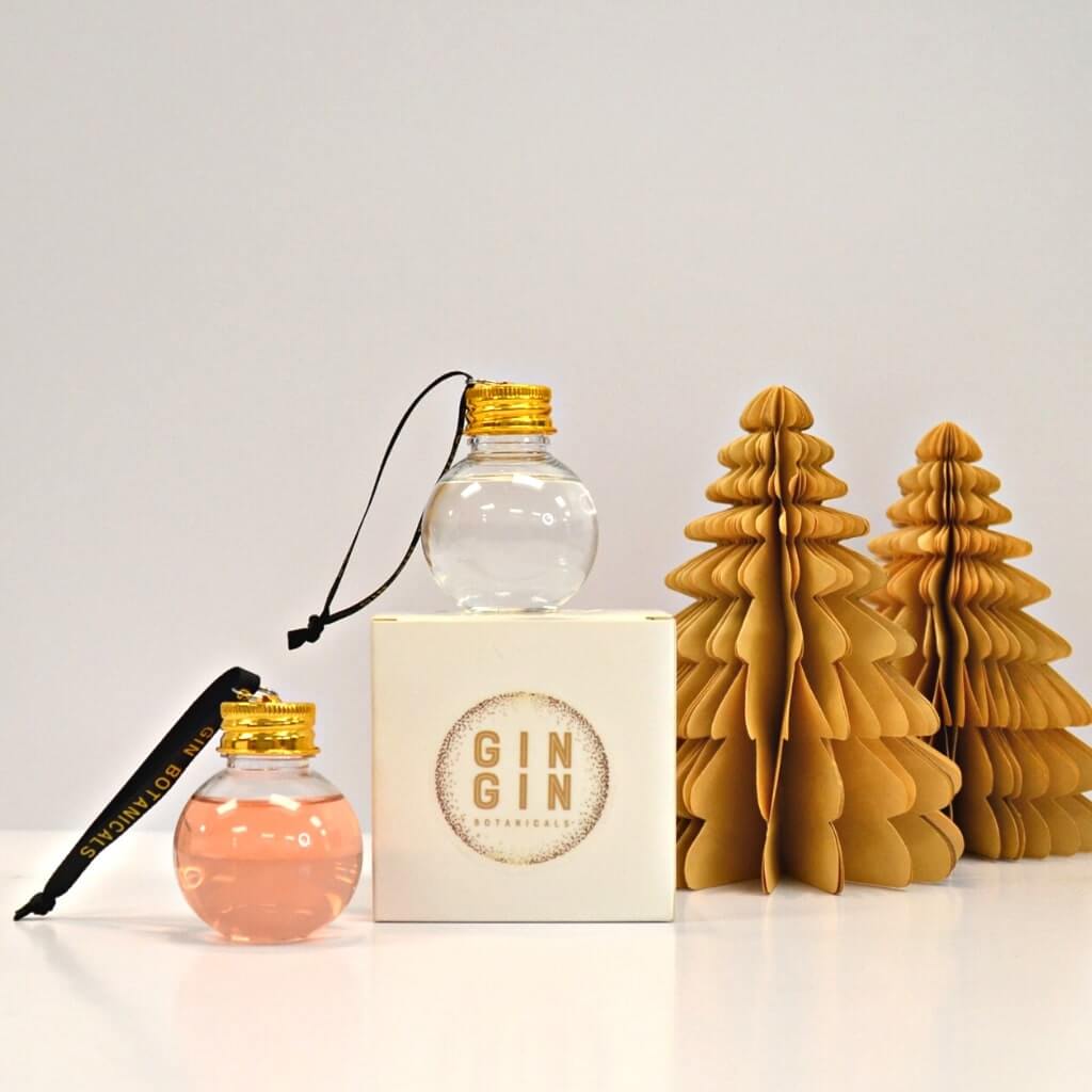 Dancing Sands Gin babubles with christmas tree