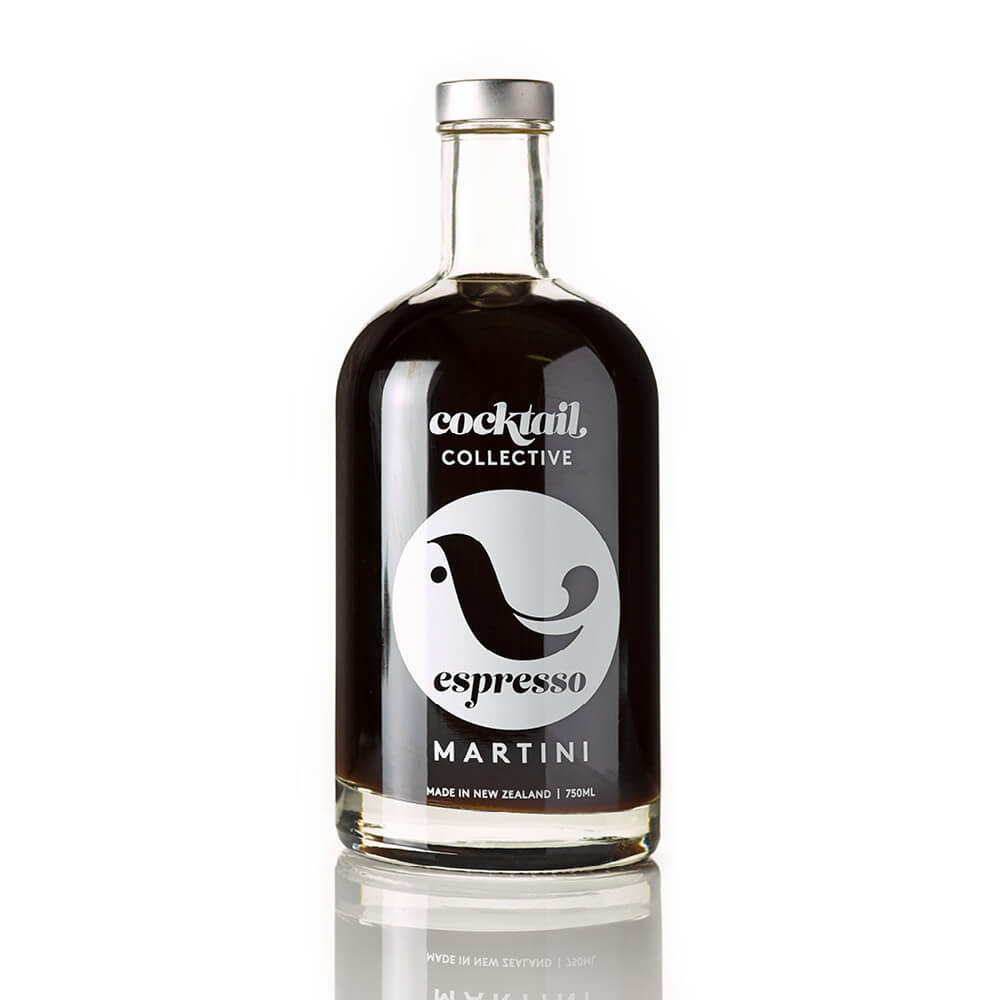 The richly coloured 750ml bottle of premixed Cocktail Collective Espresso Martini 