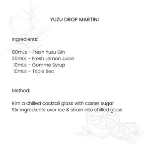 Four Pillars Yuzu Drop Martini Cocktail Recipe