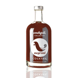 A pre-mixed 750ml bottle of New Zealand-made Negroni Cocktail from Cocktail Collective.