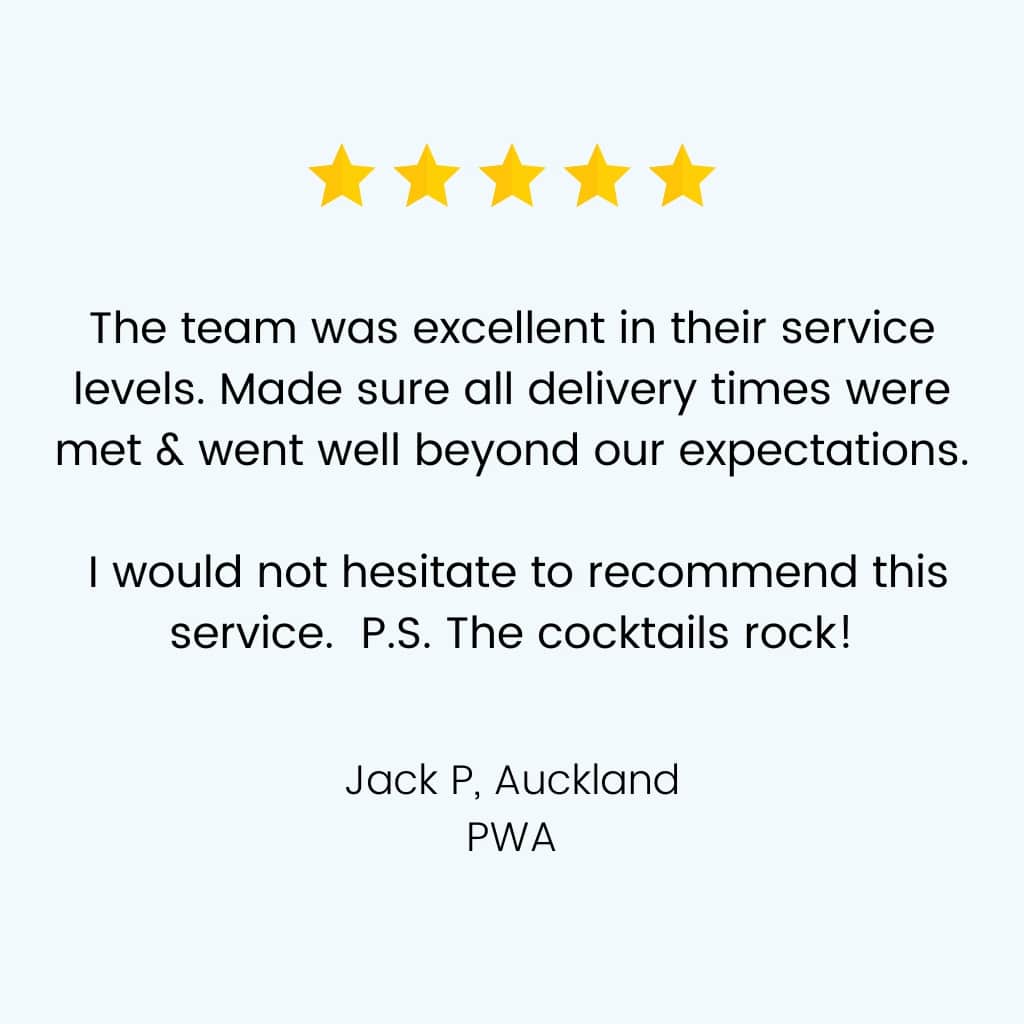 Review of Cocktail box delivery from PWA Auckland