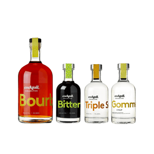 Spirit bottles from Cocktail Collective including 500mls of Bourbon & 200mls each of Bitters, Triple Sec & Gomme Syrup | Cocktail Collective
