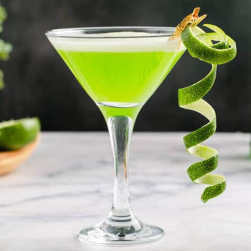 Japanese sour garnished with a lime spiral